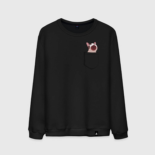 Мужской свитшот ПОП карманный КОТ / Черный – фото 1