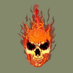 Свитшот хлопковый мужской Fire flame skull, цвет: авокадо — фото 2