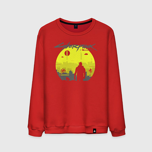 Мужской свитшот Cyberpunk 2077 CITY / Красный – фото 1