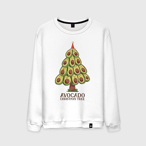 Мужской свитшот Avocado Christmas Tree / Белый – фото 1