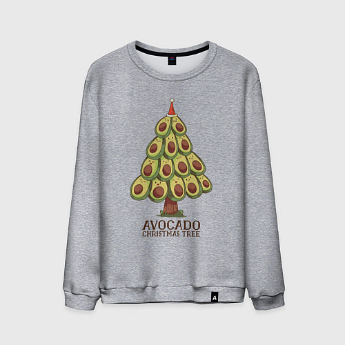 Мужской свитшот Avocado Christmas Tree / Меланж – фото 1