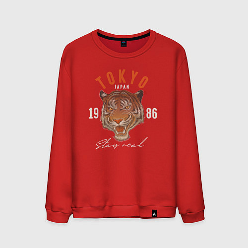 Мужской свитшот Tokio Tiger 1986 / Красный – фото 1