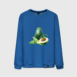 Свитшот хлопковый мужской Акварельное авокадо, цвет: синий