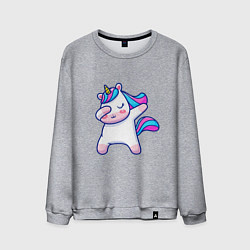 Свитшот хлопковый мужской Cute unicorn, цвет: меланж
