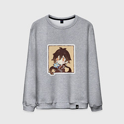 Свитшот хлопковый мужской Чжун Ли, цвет: меланж