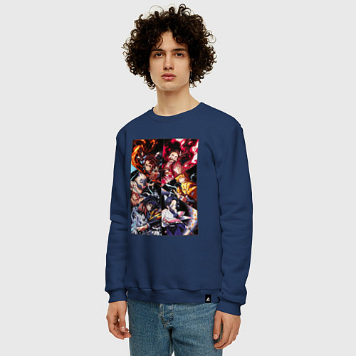 Мужской свитшот КЛИНОК РАССЕКАЮЩИЙ ДЕМОНОВ / Тёмно-синий – фото 3