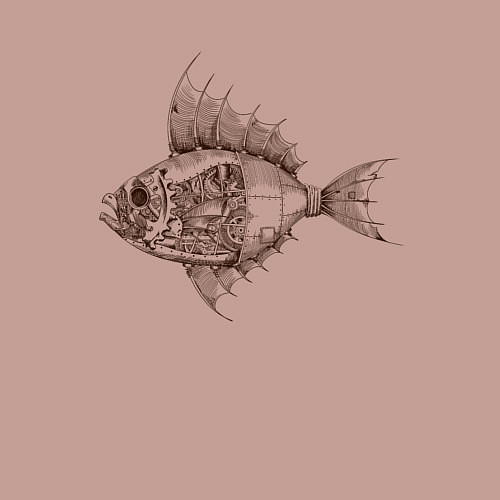 Мужской свитшот Стимпанк Рыба Steampunk Fish Z / Пыльно-розовый – фото 3