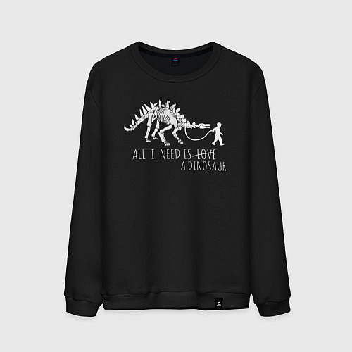 Мужской свитшот All a need is dinosaur / Черный – фото 1