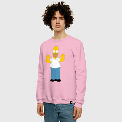 Свитшот хлопковый мужской Гомер Симпсон, цвет: светло-розовый — фото 2