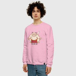 Свитшот хлопковый мужской Толстый Кот Сумо, цвет: светло-розовый — фото 2