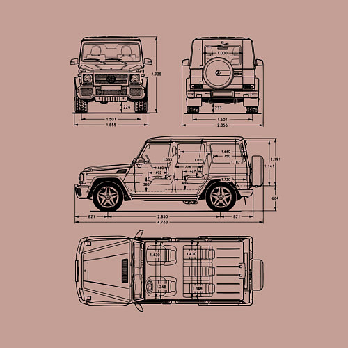 Мужской свитшот MERCEDES-BENZ G-CLASS СХЕМА / Пыльно-розовый – фото 3