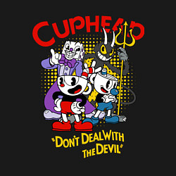 Свитшот хлопковый мужской Cuphead, главные герои, цвет: черный — фото 2