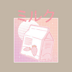 Свитшот хлопковый мужской Vaporwave Strawberry Milk, цвет: миндальный — фото 2