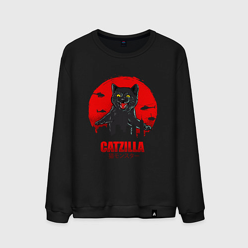 Мужской свитшот КОТЗИЛЛА CATZILLA / Черный – фото 1