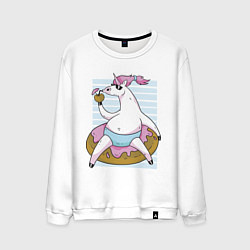 Свитшот хлопковый мужской Chilling Unicorn, цвет: белый