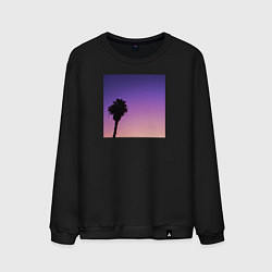 Свитшот хлопковый мужской Пальма на закате, цвет: черный
