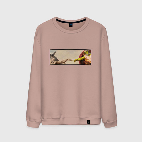 Мужской свитшот Шрек: Сотворение ослика / Пыльно-розовый – фото 1
