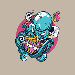 Свитшот хлопковый мужской Anime Octopus eating Ramen, цвет: миндальный — фото 2