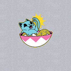 Свитшот хлопковый мужской Japanese Anime Ramen Kitty, цвет: меланж — фото 2