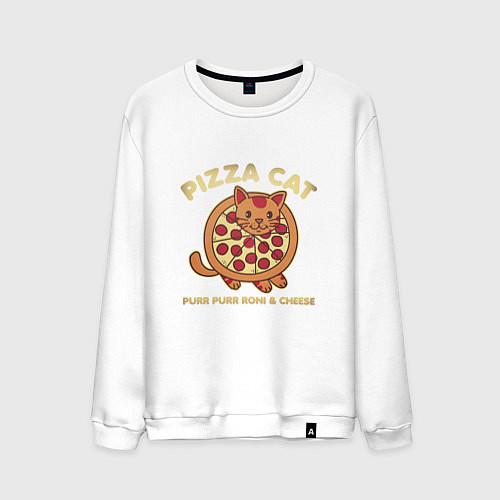 Мужской свитшот Pizza Cat / Белый – фото 1