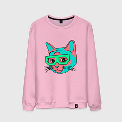 Свитшот хлопковый мужской Hipster Cat, цвет: светло-розовый