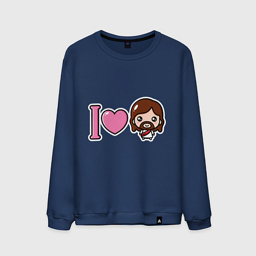 Мужской свитшот Я люблю Иисуса / Тёмно-синий – фото 1