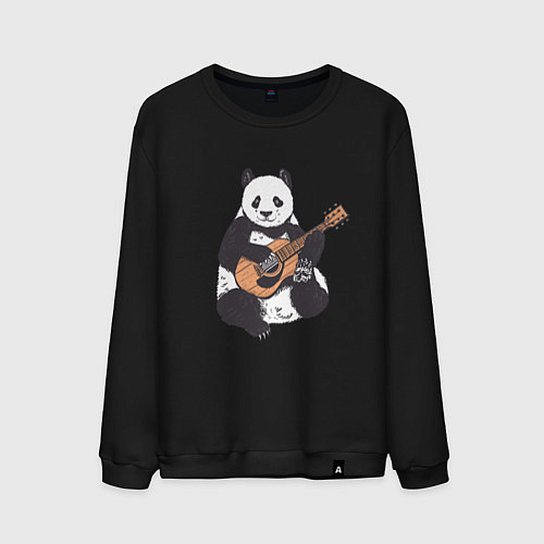 Мужской свитшот Панда гитарист Panda Guitar / Черный – фото 1