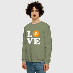 Свитшот хлопковый мужской LOVE BITCOIN БИТКОИН БИТОК, цвет: авокадо — фото 2