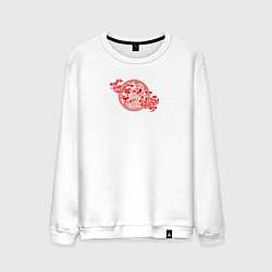 Свитшот хлопковый мужской Дракон, цвет: белый
