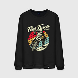 Свитшот хлопковый мужской Мотоцикл ретро, цвет: черный