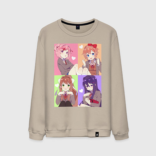 Мужской свитшот Girls Doki Doki коллаж / Миндальный – фото 1