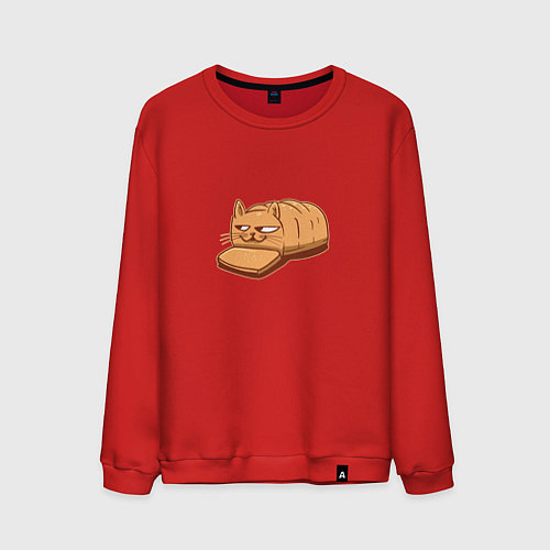 Мужской свитшот Кот хлеб - Bread Cat / Красный – фото 1