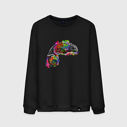 Свитшот хлопковый мужской Хамелеон большой, цвет: черный