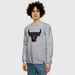 Свитшот хлопковый мужской Bulls - Jordan, цвет: меланж — фото 2
