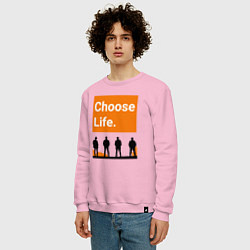 Свитшот хлопковый мужской Choose Life, цвет: светло-розовый — фото 2