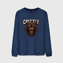 Свитшот хлопковый мужской Медведь Grizzly, цвет: тёмно-синий