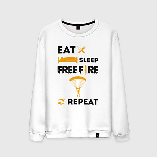 Мужской свитшот Eat Sleep Replay Free Fire / Белый – фото 1