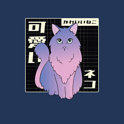 Свитшот хлопковый мужской Vaporwave Fluffy Cat, цвет: тёмно-синий — фото 2