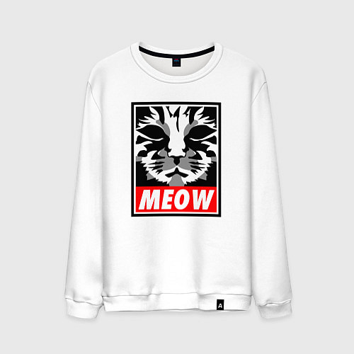 Мужской свитшот Meow Obey / Белый – фото 1