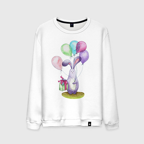 Мужской свитшот Зай с шариками / Белый – фото 1