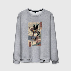 Свитшот хлопковый мужской ЕВАНГЕЛИОН ДРЕВНЯЯ ГРАВЮРА, цвет: меланж