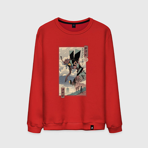 Мужской свитшот ЕВАНГЕЛИОН ДРЕВНЯЯ ГРАВЮРА / Красный – фото 1