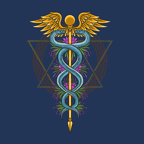 Мужской свитшот Кадуцей / Тёмно-синий – фото 3