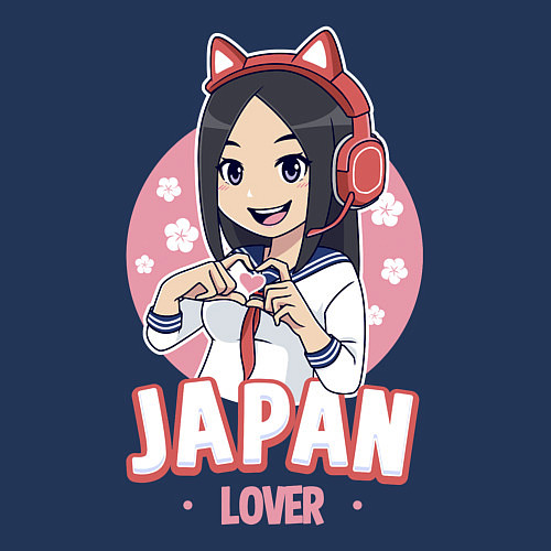 Мужской свитшот Japan lover anime girl / Тёмно-синий – фото 3