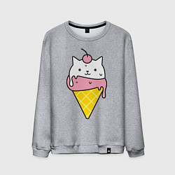 Свитшот хлопковый мужской Ice Cream Cat, цвет: меланж