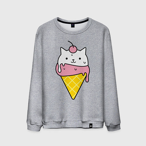 Мужской свитшот Ice Cream Cat / Меланж – фото 1