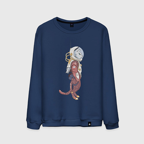 Мужской свитшот Кот космонавт / Тёмно-синий – фото 1