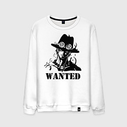 Свитшот хлопковый мужской Портгас Д Эйс в розыске One Piece, цвет: белый