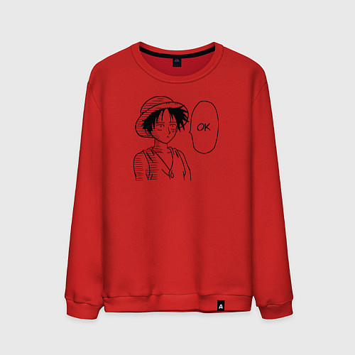 Мужской свитшот Манки Д Луффи - Ванпанчмен / Красный – фото 1