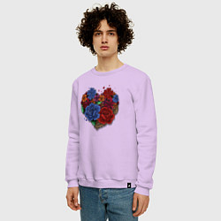 Свитшот хлопковый мужской Цветочное сердце, цвет: лаванда — фото 2